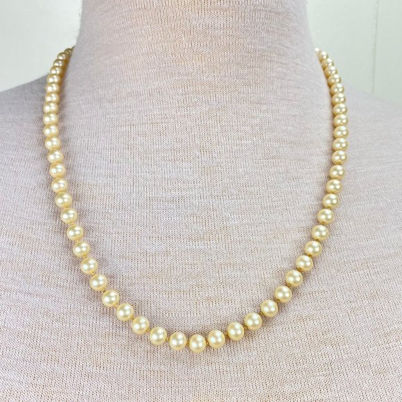 Vintage Knotted Glass Faux Pearl 23.5" Necklace - Picture 1 of 6